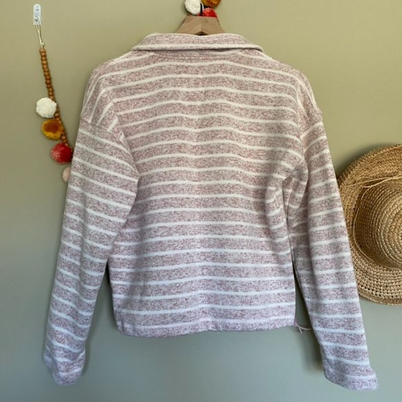 Thread & Supply Pink Striped Quarter Zip Pullover Sweatshirt Size Small - Picture 6 of 9